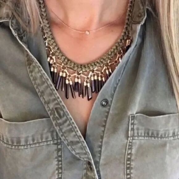 stella & dot ~ bronze shimmering bora fringeβnecklace - Picture 11 of 13
